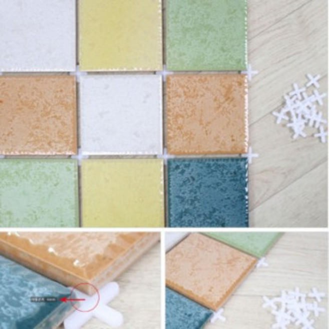 타일스페이서 수평핀 레벨링 타일시공 타일간격 줄눈간격제 십자형/4mm봉, 150개