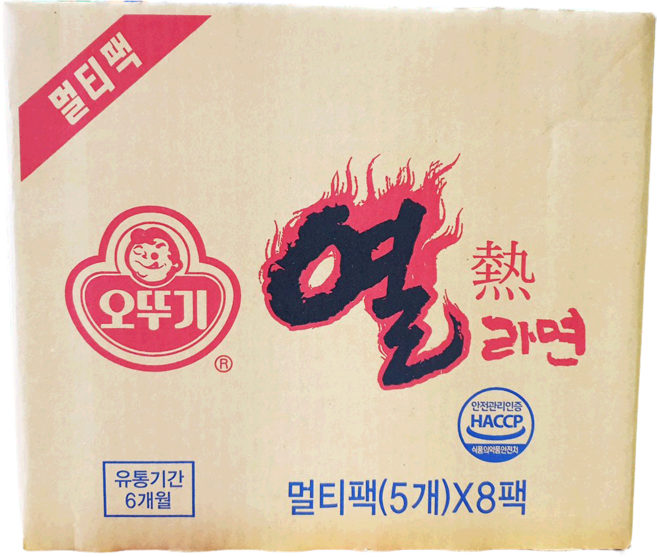 열라면 (오뚜기 멀티팩 120g x5입 x8팩) 분식점라면 해장국용 라면국수용 테이크아웃 감칠맛라면, 40개