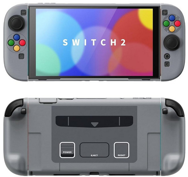 Playvital PlayVital Hard Case for Nintendo Switch 2 with Extra Stand & Thumb Grip Caps | Split Des, SFC SNES 클래식 EU 스타일