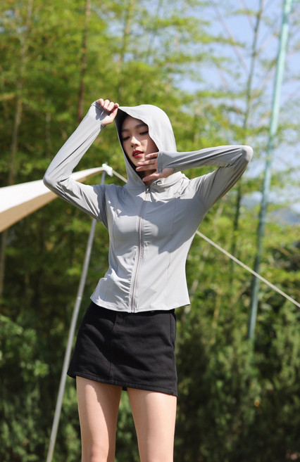黑膠斗篷防曬衣女夏季冰絲披肩大帽檐防曬外套透氣瑜伽兔子防曬服, 均碼(80-140斤)