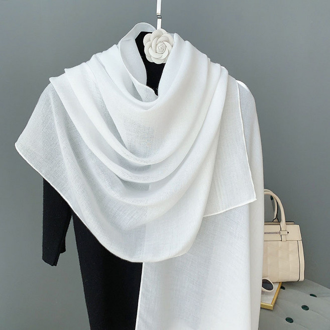 해피유통 여성용 봄 가을 패션 긴 실크 스카프 심플 우아한 디자인 BJJ001