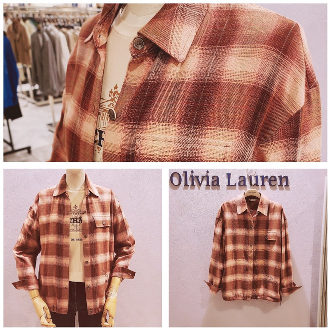 올리비아로렌 캐주얼 카라 체크 스트링 셔츠 nc청주점 vvbnl3f8171