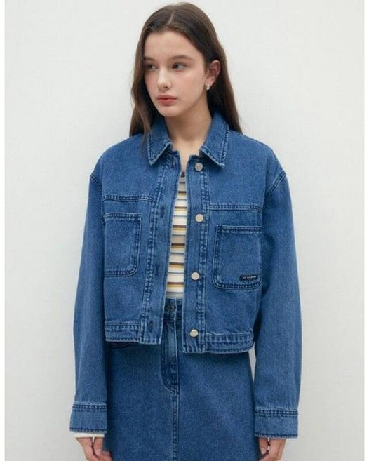 JJ지고트 JJ JIGOTT 루즈핏 크롭 데님 재킷 GR3A8JKJ71 490358