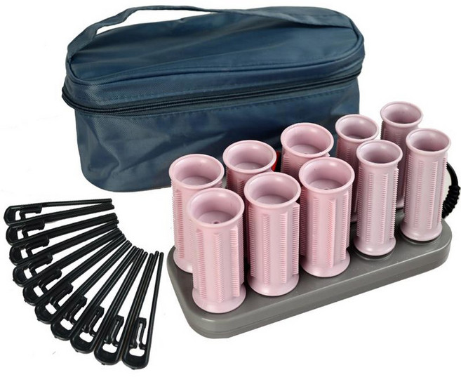 전기 헤어롤셋팅기 휴대용 여행용 열셋팅롤 헤어롤 헤어매직기 앞머리 헤어롤 헤어고데기 세팅기 구르프 B.외판금(블랙 클... 1세트, B.외판금(블랙 클립)