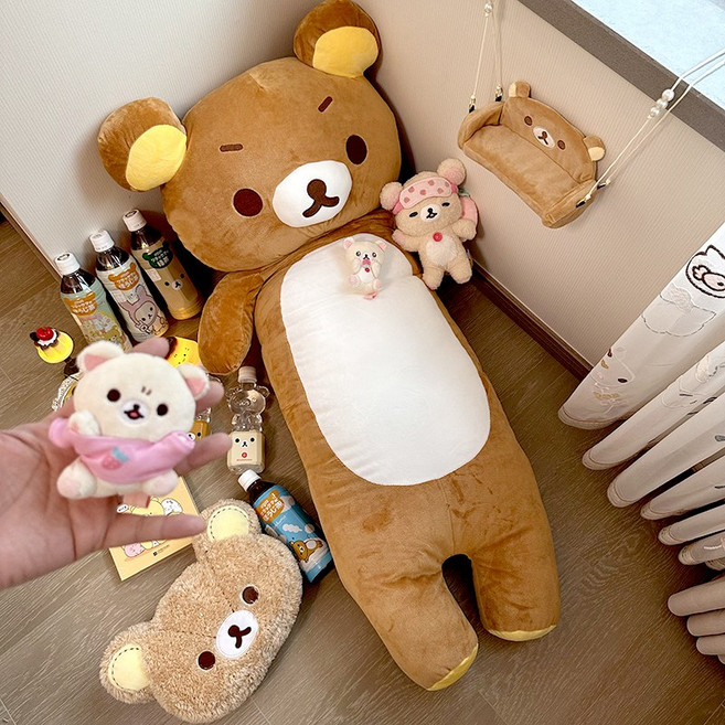 리락쿠마 대형 바디필로우 롱쿠션 곰돌이 인형쿠션 거실침실 소파 포근한 등받이 폭신한 홈데코 선물추천 낮잠 인테리어, 리락쿠마 롱쿠션