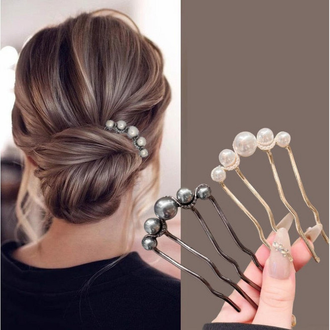 ZMBIRD 2종세트 진주 큐빅 올림머리 비녀 헤어핀 N132