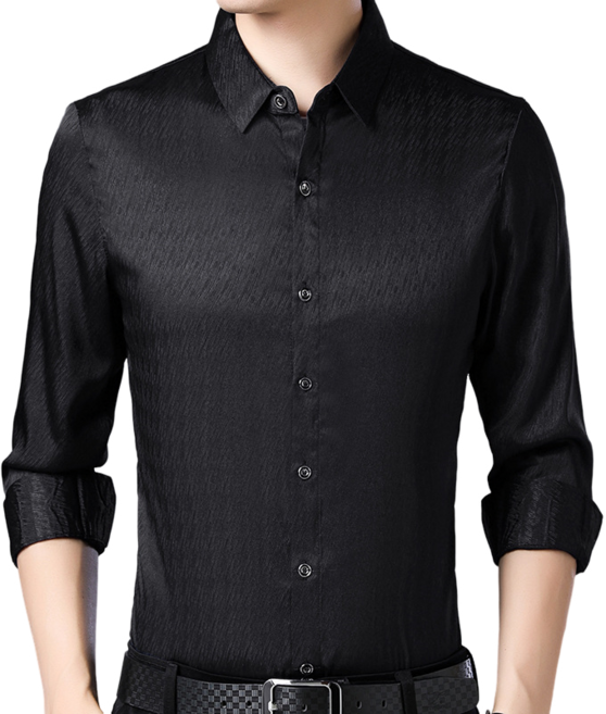 남자 댄스복 긴팔 실크 매끄러운 고급스러운 새틴 셔츠 A26662