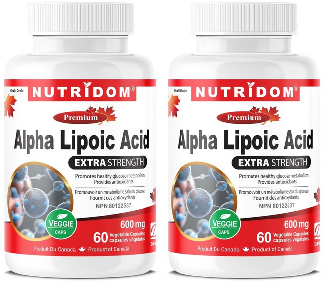 (2병) 뉴트리돔 알파리포산 600mg 60식물성캡슐 ALA 알파 리포익 애시드 캐나다 직구, 2개, 60정