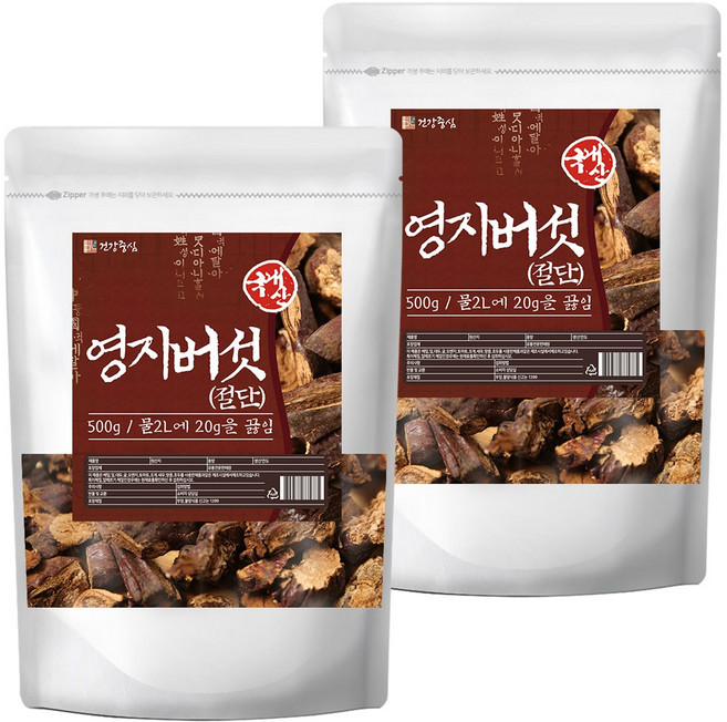 건강중심 국산 영지버섯 절단, 500g, 2개