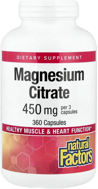 Natural Factors 마그네슘시트레이트 캡슐 360정(캡슐 1정당 150mg), NaturalFactors마그네슘시트레이트캡슐360정캡, 1개 - 쿠팡