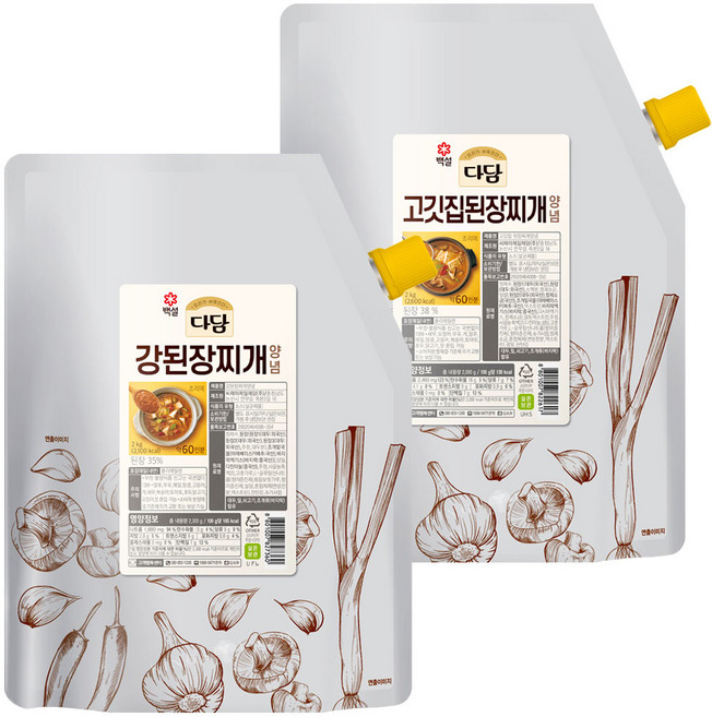 다담 강된장찌개양념 2kg x1개+고깃집된장찌개양념 2kg x1개, 1세트