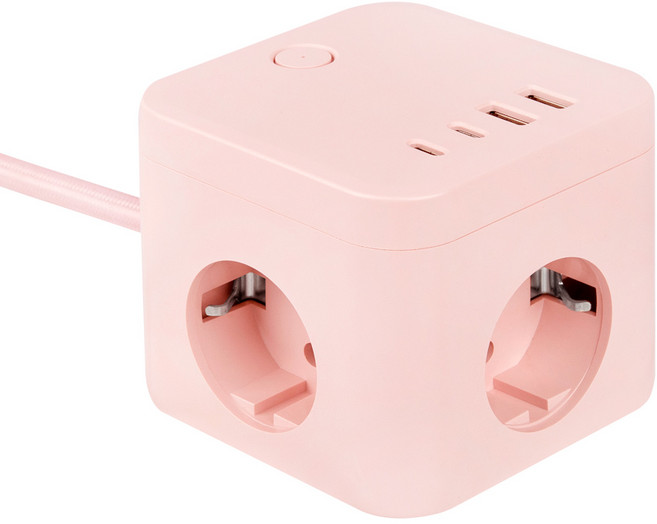 라이프썸 큐브 멀티탭 4포트 USB C타입 1.8m (LFS-HA53) 4종 택1, 1개, 라이트핑크