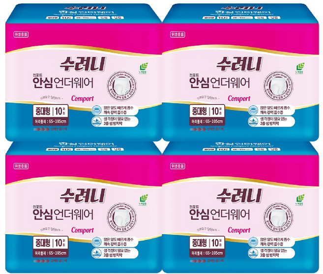 수려니 요실금 팬티기저귀 컴포트 안심언더웨어 중대형4팩 / 바디로션증정