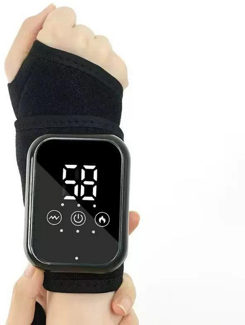 手部按摩器護腕熱敷腱鞘理療EMS電脈衝腕關節理療加熱儀器, 黑色手腕按摩儀,黑色手腕按摩儀