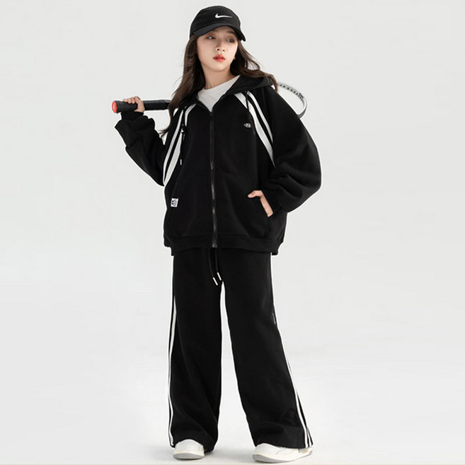 주니어용 아동 봄가을 레일 후드집업 상하세트