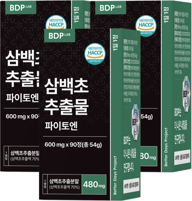 삼백초 추출물 파이토엔 식약청 HACCP 비디피랩 100% 정품 인증, 3개, 90정