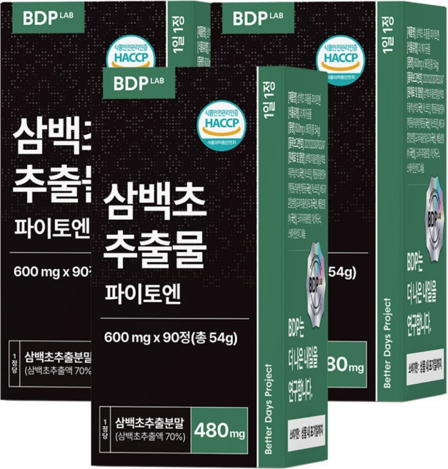 삼백초 추출물 파이토엔 식약청 HACCP 비디피랩 100% 정품 인증, 3개, 90정 - 쿠팡