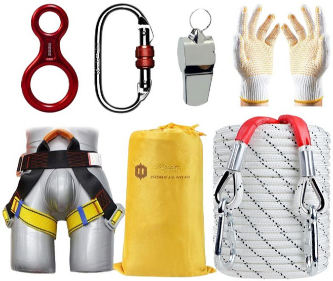 비상탈출 세트 완강기세트 피난 소방 재난대피 장치 완강기함, 70m 철심 포함 안전로프 20-23층, 1개