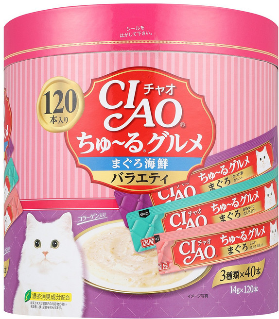 이나바 챠오츄르 대용량 120P 고양이간식, 혼합맛(참치/해산물), 14g, 120개