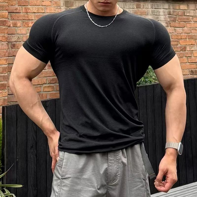 健身短袖男 彈力速乾透氣修身圓領T恤 運動訓練緊身衣