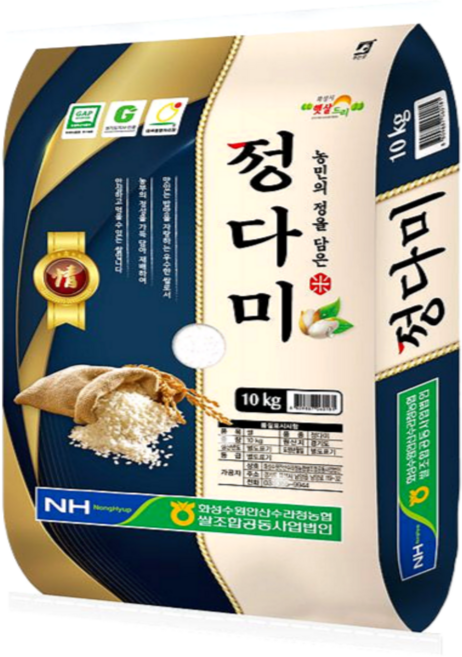 장수곡물 명품경기미 정다미 25년 햅쌀 농협미 최신도정 신선쌀 백미, 10kg, 1세트, 상등급