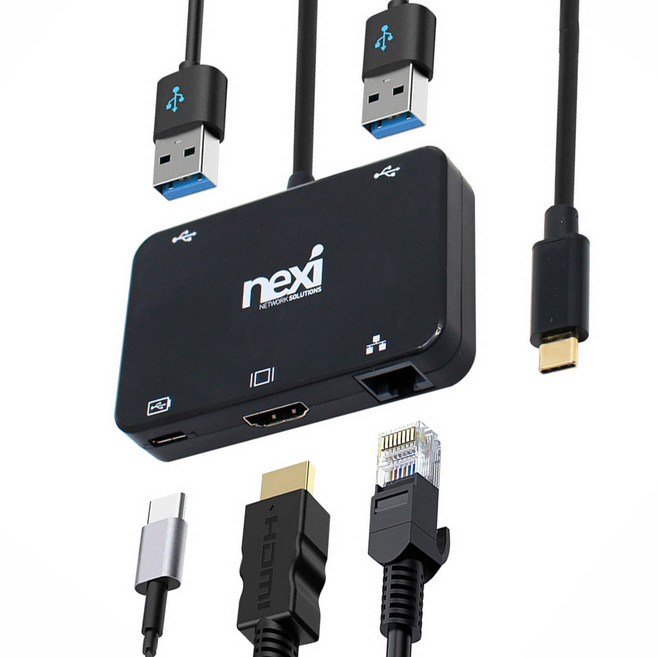 C타입 HDMI컨버터 멀티 노트북랜선연결 USB랜포트 모니터변환젠더 기가랜 NX0697