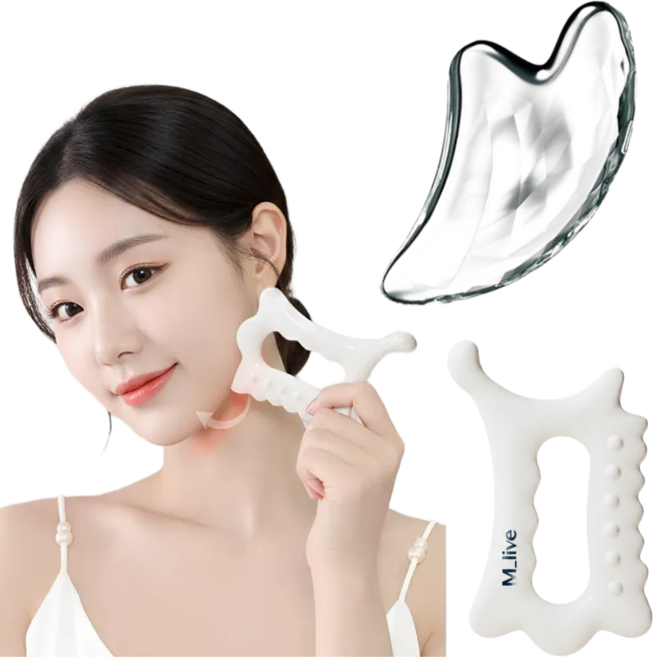 엠리브 얼굴 바디 괄사 마사지기 라인 정리 지압 도구, 투명화이트, 1개