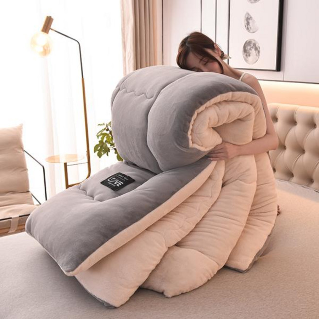 두꺼운 면 푹신한 이불 따뜻한 양면 벨벳 푹신한 부드러운 초대형 담요 매우 따뜻한 양털 양모 겨울 신, 05 Grey