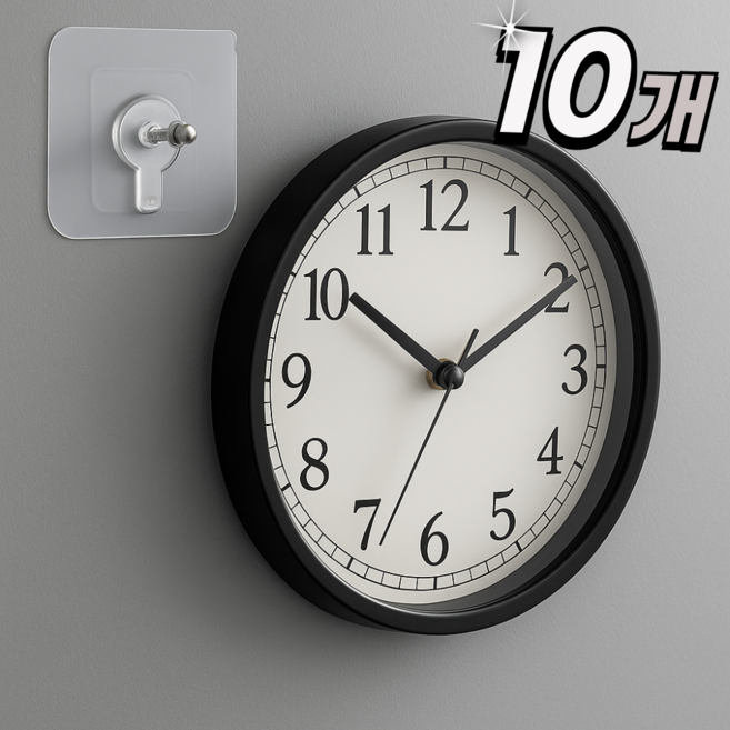 알틱 못없이 설치하는 무타공 액자 시계 걸이, 투명, 10개