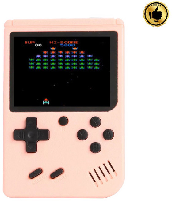 포켓 레트로 게임기 휴대용 미니게임기 500종 고화질 고전게임 추억의게임 미니 게임콘솔 TV연결 오락기 어린시절 추억, 핑크색