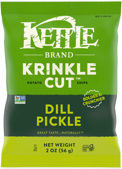 케틀 브랜드 포테이토 칩 크링클 컷 딜 피클 케틀 칩 Kettle Brand Potato Chips Krinkle Cut Dill Pickle Kettle Chips, 2 온스 (1팩), 56g