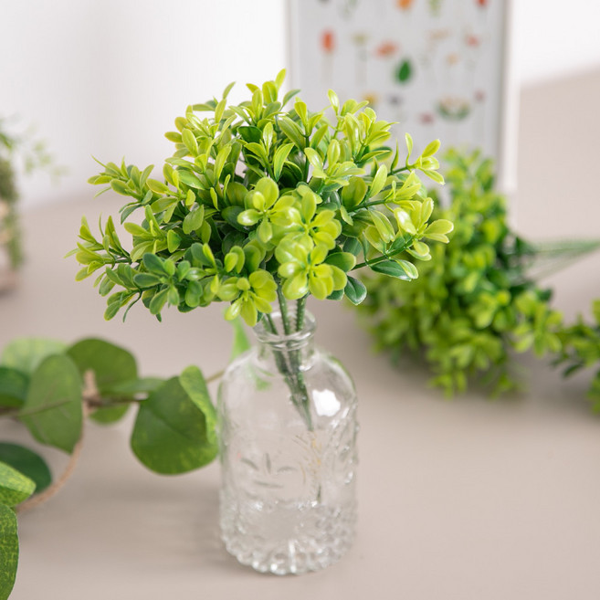 미니 식물 조화 23cm (6개입) 조경 인테리어 장식 소품 인조 촬영 꾸미기, 그린잎픽, 1개