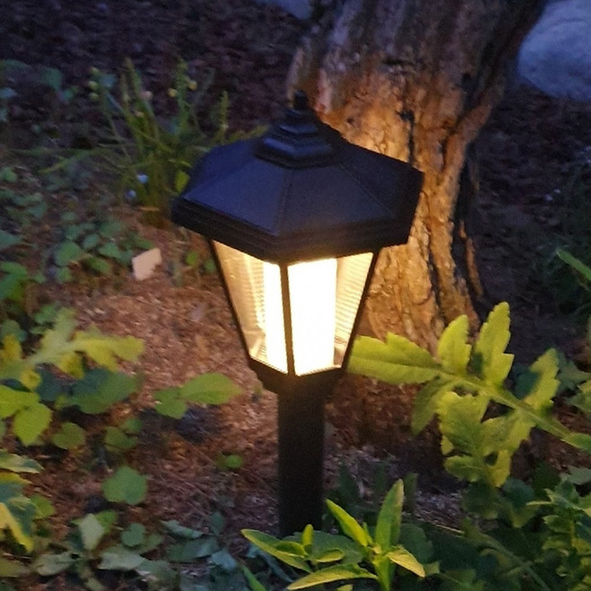 태양광 육각등 프라임 태양열 LED 정원등 야외 잔디등, 흰빛-말뚝형