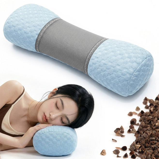 Leesheer 메밀베개 냉감 소재 통기성 좋은 편안한 베개, 1개, 파란색