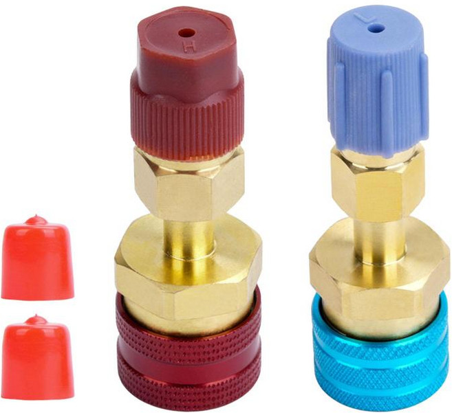 ZCD R1234yf 퀵 커플러 키트 변환 어댑터 시스템 진공 충전 수리 구리 에어컨 피팅 커넥터, 멀티, 다채로운 색상, 놋쇠