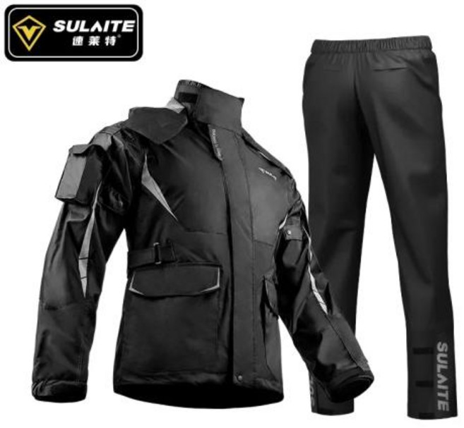 오토바이 자전거 배달우비 방수 SULAITE 남녀공용 라이더 비옷 세트 반사 빛 라이딩 재킷 바지