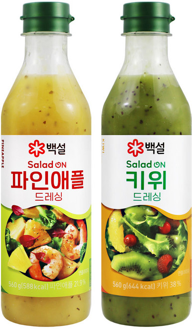 CJ 파인애플드레싱소스 560gx1개+ 키위드레싱소스 560gx1개, 560g, 2개