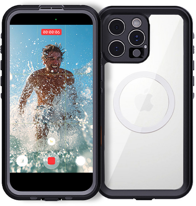 SHELLBOX 쉘박스 4세대 아이폰 갤럭시 핸드폰 방수케이스 전시즌 아웃도어 스포츠 레져 물놀이 맥세이프 스마트폰 휴대폰 배달 오토바이 범퍼 하드 케이스 방수팩, 블랙 IPhone 16e, 1개