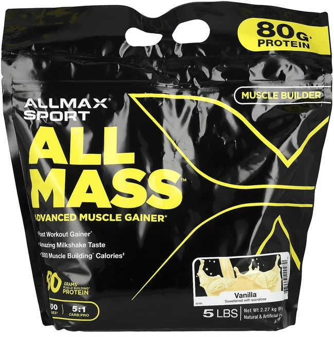 새해 건강을 선물하세요 ALLMAX Sport ALLMASS™ 어드밴스드 머슬 게이너 바닐라 2.27kg(5lbs) 특별관리진행, ALLMAXSportALLMASS어드밴스드머슬게이너바닐, 2.27kg, 1개