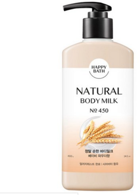 해피바스 정말 순한 바디밀크 베이비 파우더향, 400ml, 1개