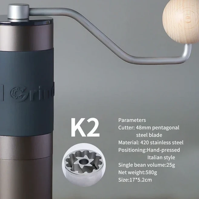 Kingrinder 수동 커피 그라인더 420 스테인레스 스틸 버 코어 휴대용 밀 K0/K1/K2 /k6 38mm, 02 K6