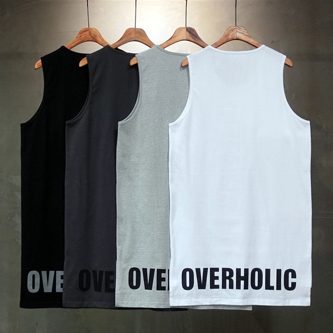 오버홀릭 세미 오버핏 OVERHOLIC 롱 나시 티 남성 데일리룩 남자 민소매 면 여름 커플 시밀러룩