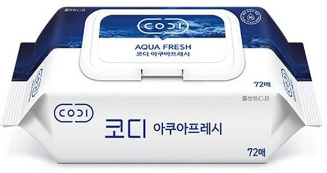 쌍용 코디 아쿠아 프레시 물티슈 캡형 72매 5개 127486EA