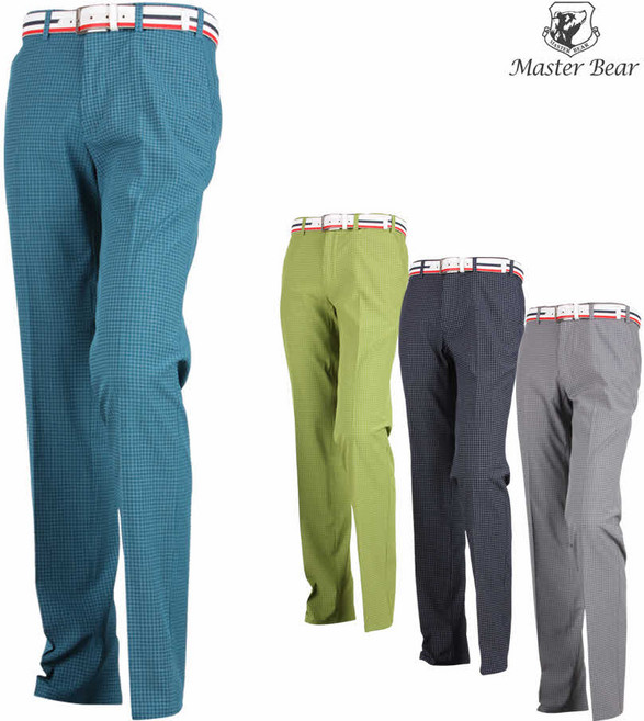 마스터베어 남성용 루이체크 1인치 매직밴드 골프바지 1025