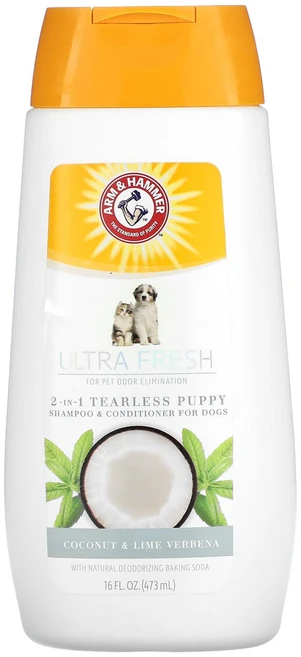 Arm & Hammer 울트라 프레시 2 in 1 눈물 없는 퍼피 샴푸 & 컨디셔너 반려견용 코코넛 및 라임버베나 473ml(16fl oz), ArmHammer울트라프레시2in1눈물없는퍼피샴푸컨디셔, 1개, 473ml - 쿠팡