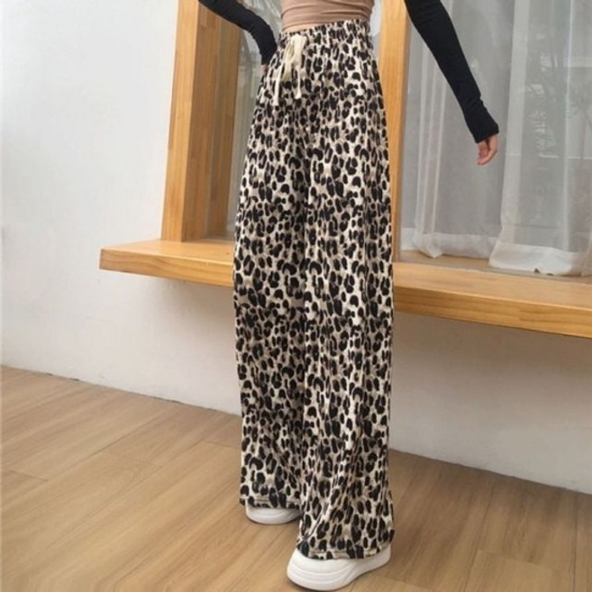 릴렉스 와이드핏 레오파드 프린팅 쿨 팬츠