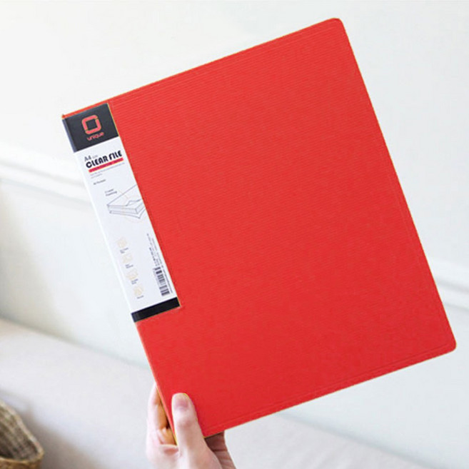 창신리빙 유니크 A4 클리어화일 파일 40매, 레드, 1개