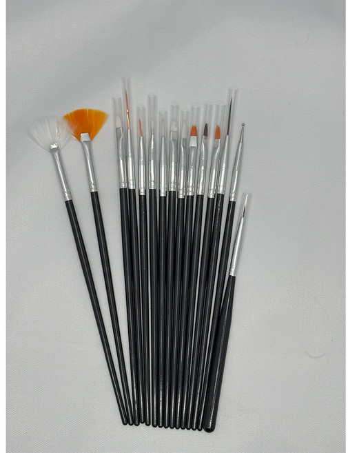 뉴프렐류드 네일 브러쉬 15종 세트, 1세트, 블랙