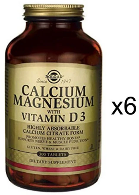 SOLGAR 솔가 칼슘 마그네슘 과 비타민 D3 300 타블렛 6병, 300정 - 쿠팡