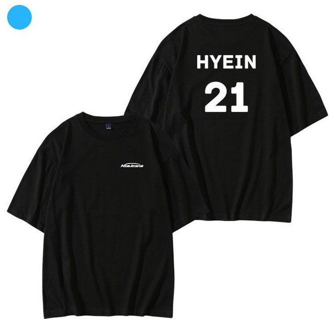 NewJeans 組合 應援 周邊 短袖T恤, 1個, HYEIN-黑色XL 落肩偏大